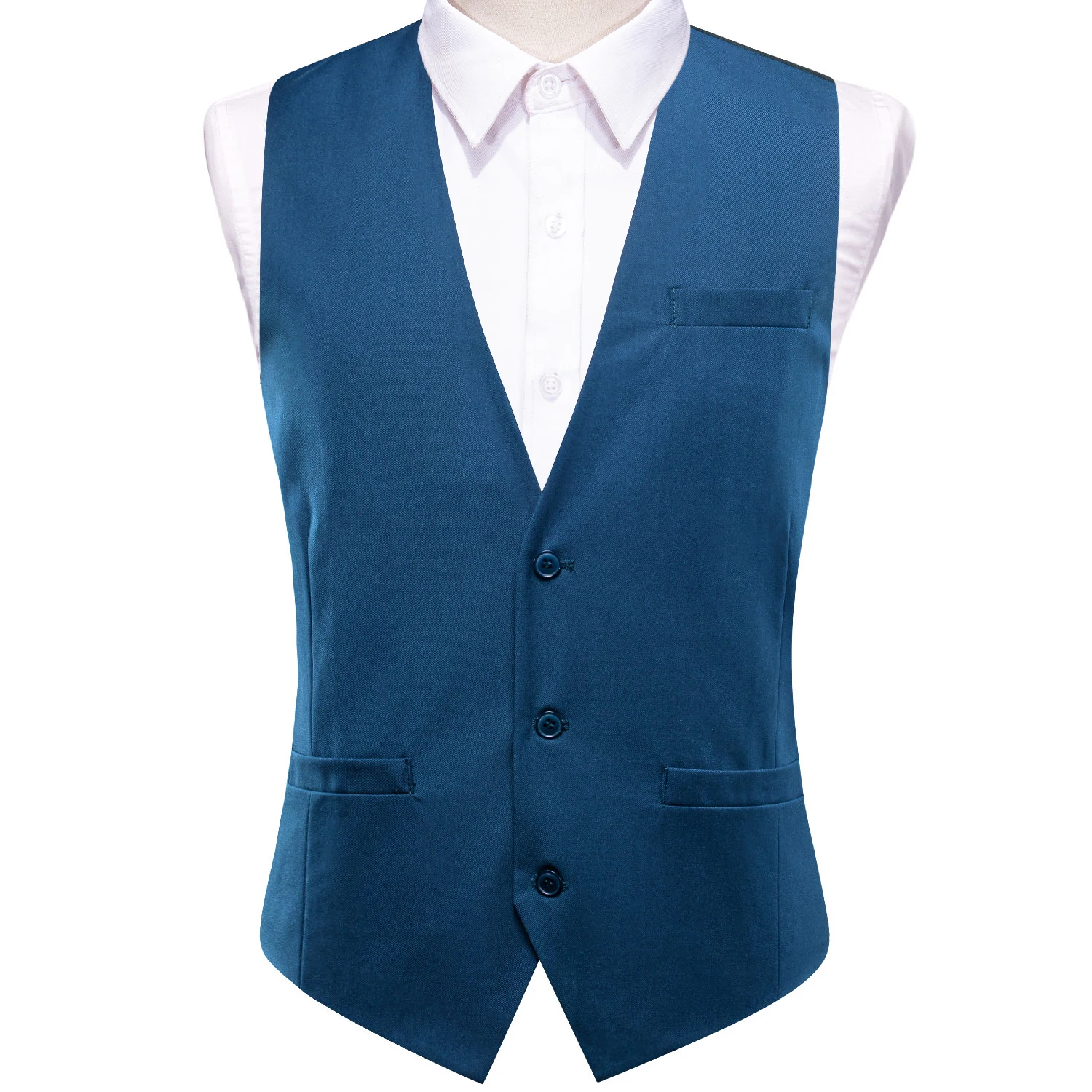 Hi-Tie Blue Viscose Mens Vest with Tie Hankerchief Cufflinks Set Jacquard Waistcoat Sleeveless Jacket for Wedding Business Gift