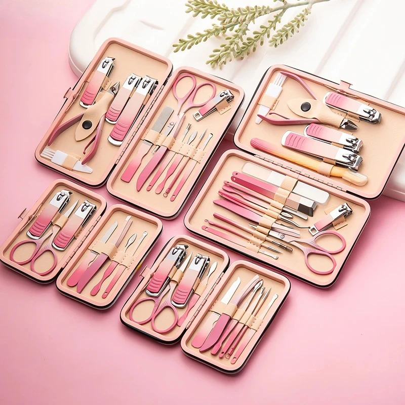 

7/10/13/19 шт. набор розовый маникюрный набор ножницы для ногтей кусачки для ногтей из нержавеющей стали инструменты для ногтей уход за лицом/рукой/ногами инструменты для педикюра
