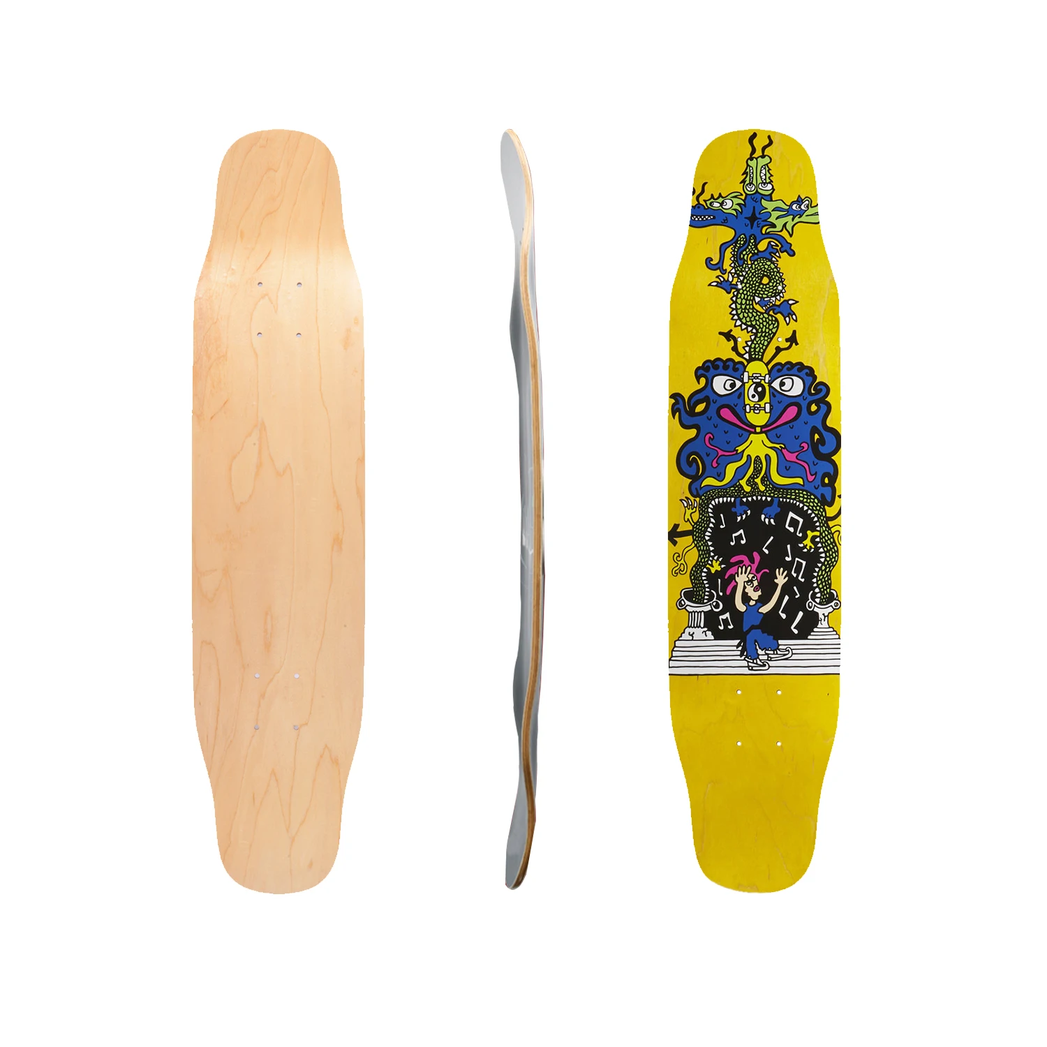 Dek Skateboard Longboard Skate Serat Karbon Kayu Kustom Gratis