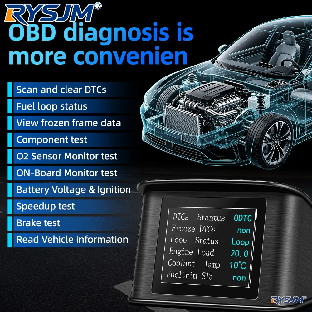 P10 PRO OBD2 Digital Car Head Up Display Automobile Trip On-board Computer Speedometer Coolant Temperature Gauge Hud Mileage