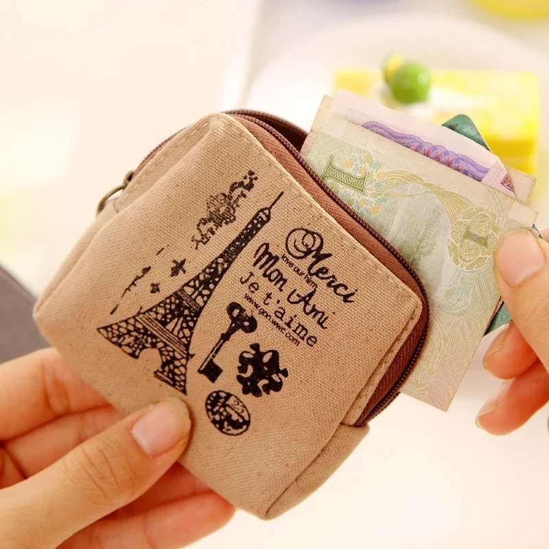 Vintage Classic Women Man Canvas Coin Purse Zipper  Wallet Small Mini Bag Case Pouch Holder Retro Money Bags Pouch Gift