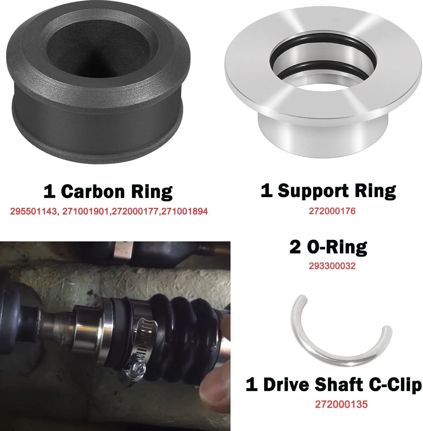 Ming Xing 4-TEC Drive Shaft Carbon Ring Seal Rebuild Repair Kit Fits for Sea Doo GTI GTX GTS Wake Boat Accessories Marine