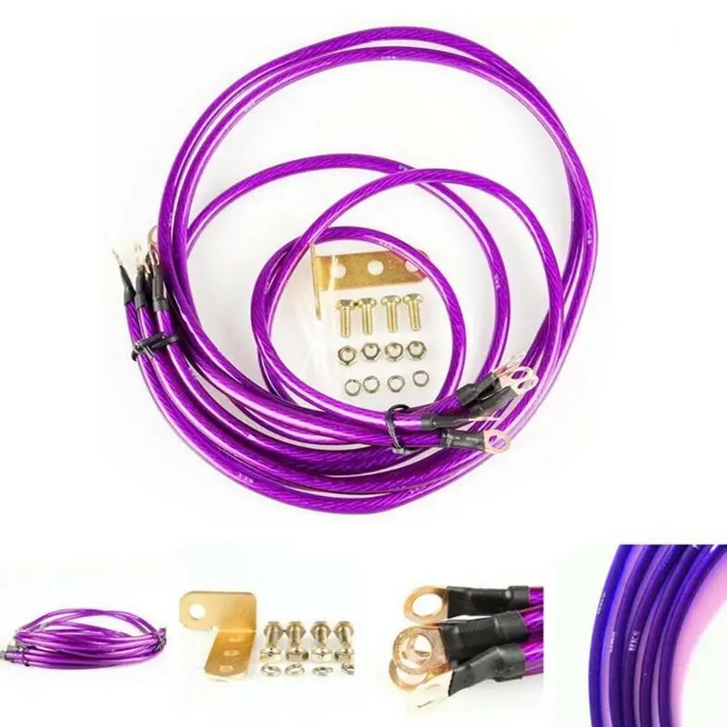 5Pcs 5-Point Car Battery Ground Grounding Earth Cable Wire Improve Power System
