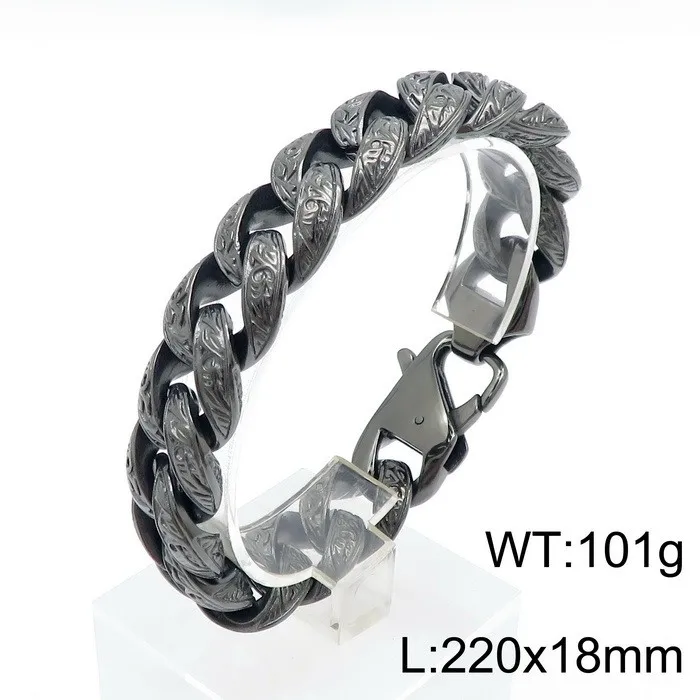 Vintage Jewelry Biker Stainless Steel Grain Cuban Chain Bracelet For Mens Cool XMAS Gifts 18mm 8.26inch