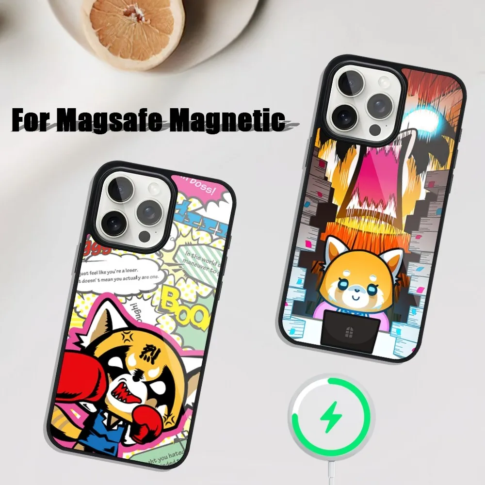 Aggretsuko Retsuko Red Panda Phone Case For iphone Pro 11 Max 13 12 14 Mini 15 Plus Magsafe Magnetic Wireless Charging Shell