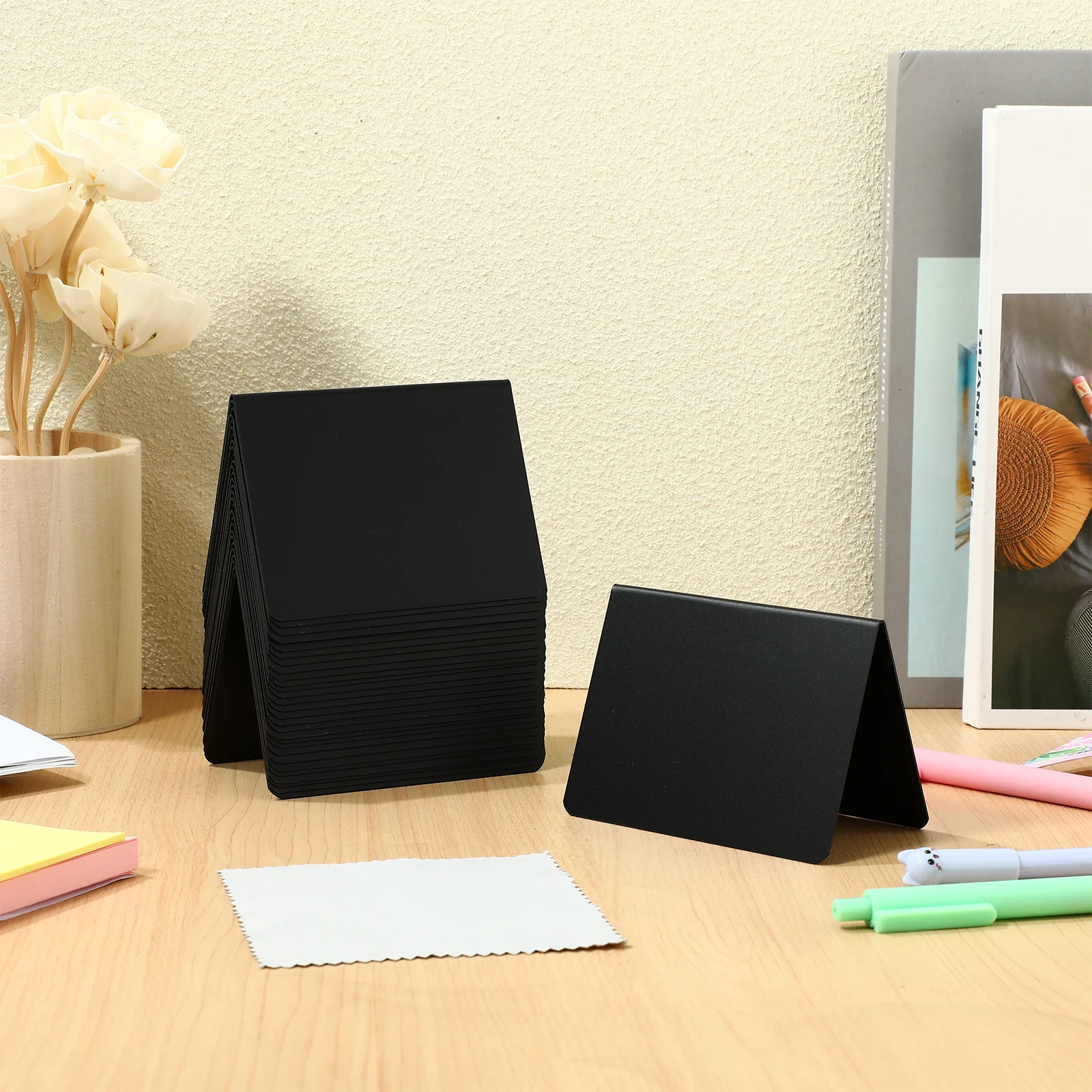 30Pcs Small Blackboard Signs Mini Double Sided Chalkboards Matte Plastic Writing Boards for Table Numbers Food Labels