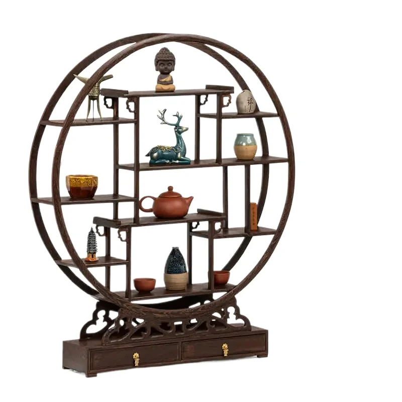 Solid Wood Tabletop  Antiques Display Stand  Small Bogu Shelf Chinese Tea Set Purple Clay Pot GK Display Shelf Ornaments