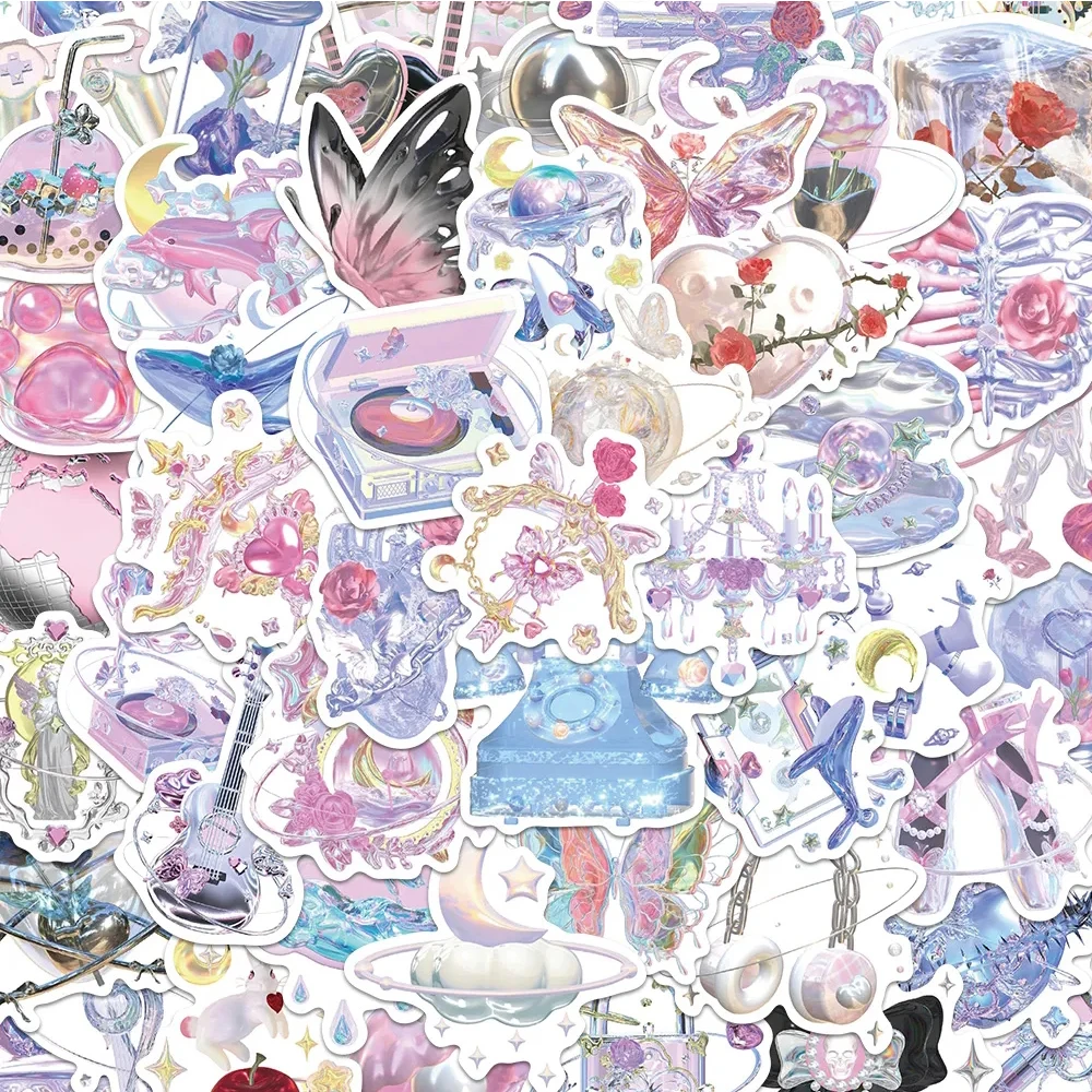 10/30/50pcs Cute Cartoon Dreamy Girl Crystal Stickers Aesthetic VSCO Graffiti Decals Notebook Guitar Phone Kawaii Sticker Decor