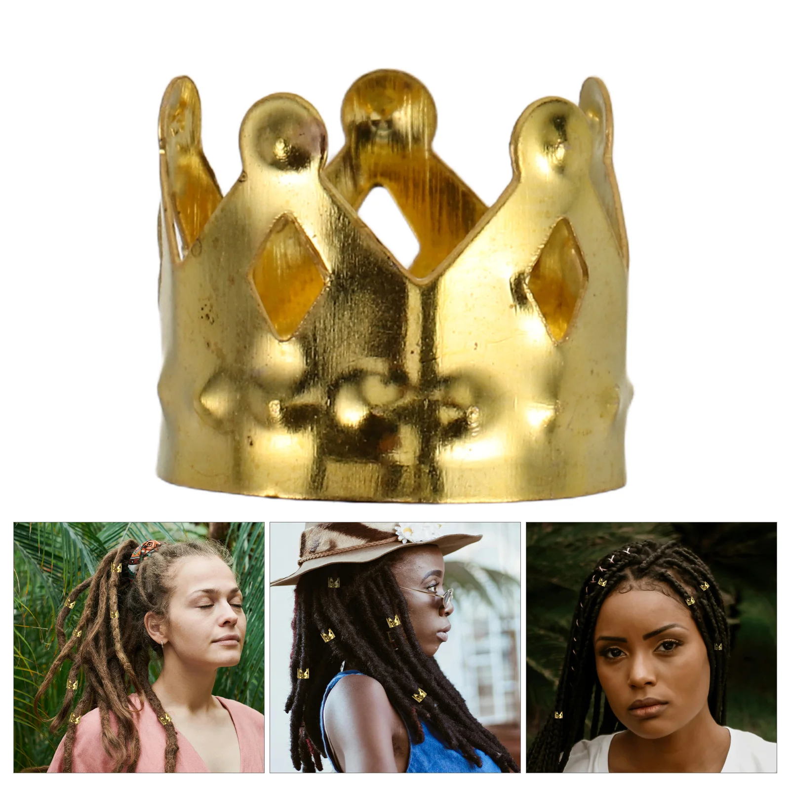 

100pcs Dirty Braid Crown Rings Iron Hollow Embossed Design Secure Fit Lightweight Metal Hair Cuffs For Dreadlocks Braids Jewelry