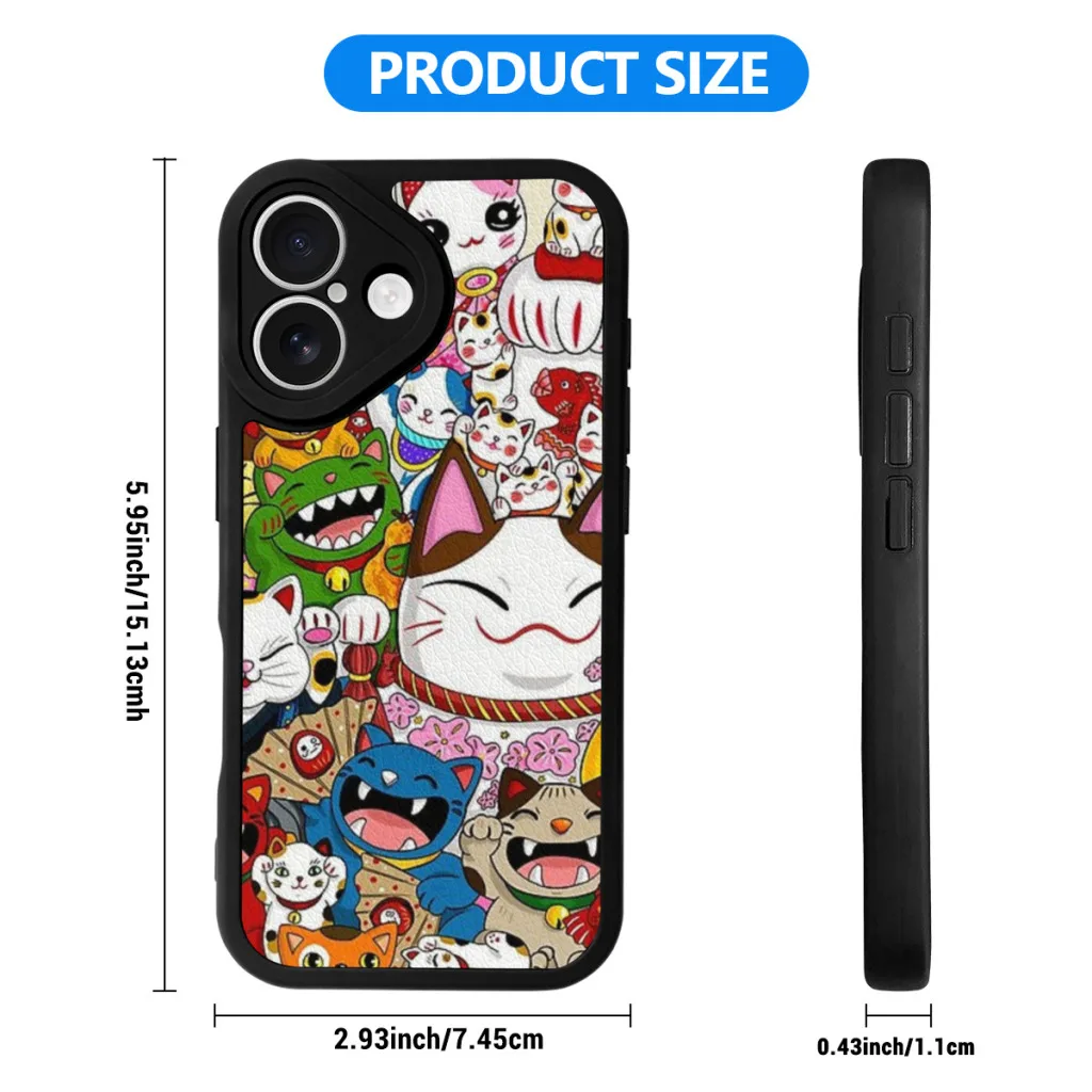 Maneki Neko (Lucky Cat) Collection Phone Case For iPhone 16 Pro Max Silicone Skin Case