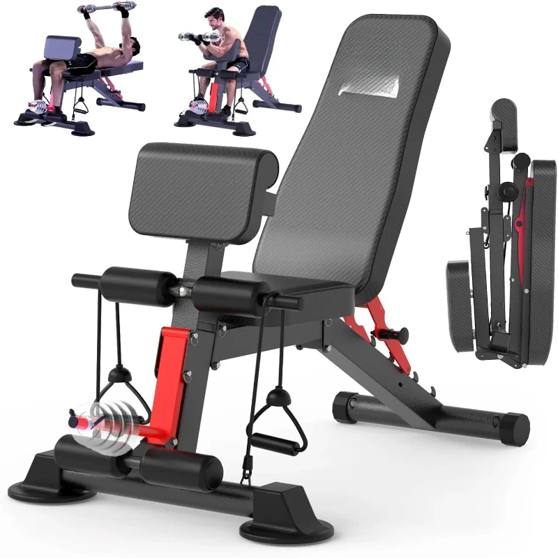 14-in-1 Foldable Dumbbell Bench Weight Pre-Assembled Multi-Functional 1000 lbs 6 Adjustable Levels for Full Body Workout