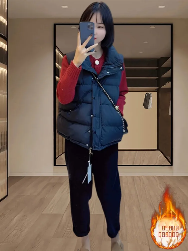 

Женский утепленный хлопковый жилет с воротником-стойкой, свободного кроя, модная зимняя верхняя одежда в корейском стиле, на молнии