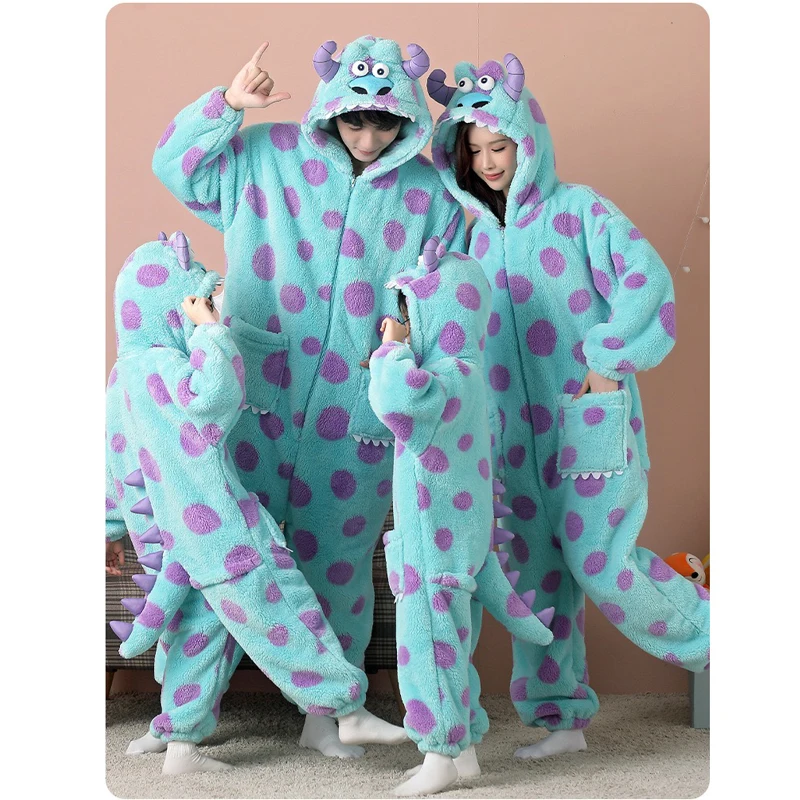 Pijamas de mujer Sully Onesies dibujos animados Anime Kigurumi hombres Halloween monstruo Cosplay disfraz niños Pijamas traje Unisex ropa de casa