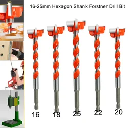 Wiertło do drewna samocentrujące piła walcowa narzędzia do obróbki drewna 16mm-25mm uchwyt sześciokątny wiertła ze stali węglowej zestaw wierteł