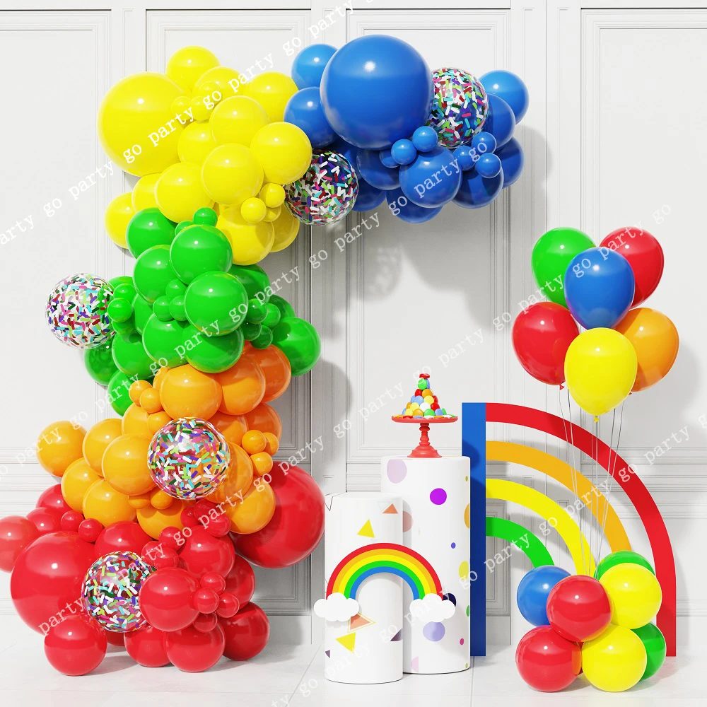 111pcs Colorful Rainbow Balloon Garland Red Yellow Blue Confetti Balloons Decoration Kid Birthday Circus Party Decor Baby Shower