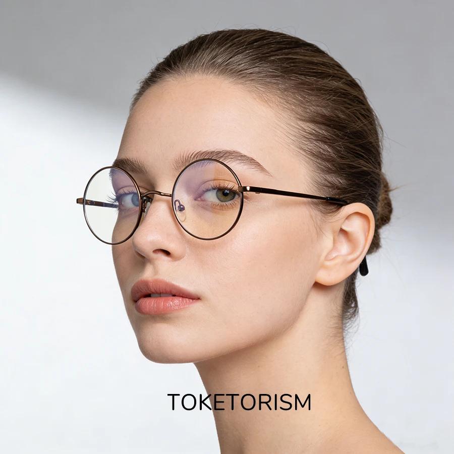 

Женские оптические очки Toketorism в круглой металлической оправе, очки по рецепту для мужчин, фотохромные линзы