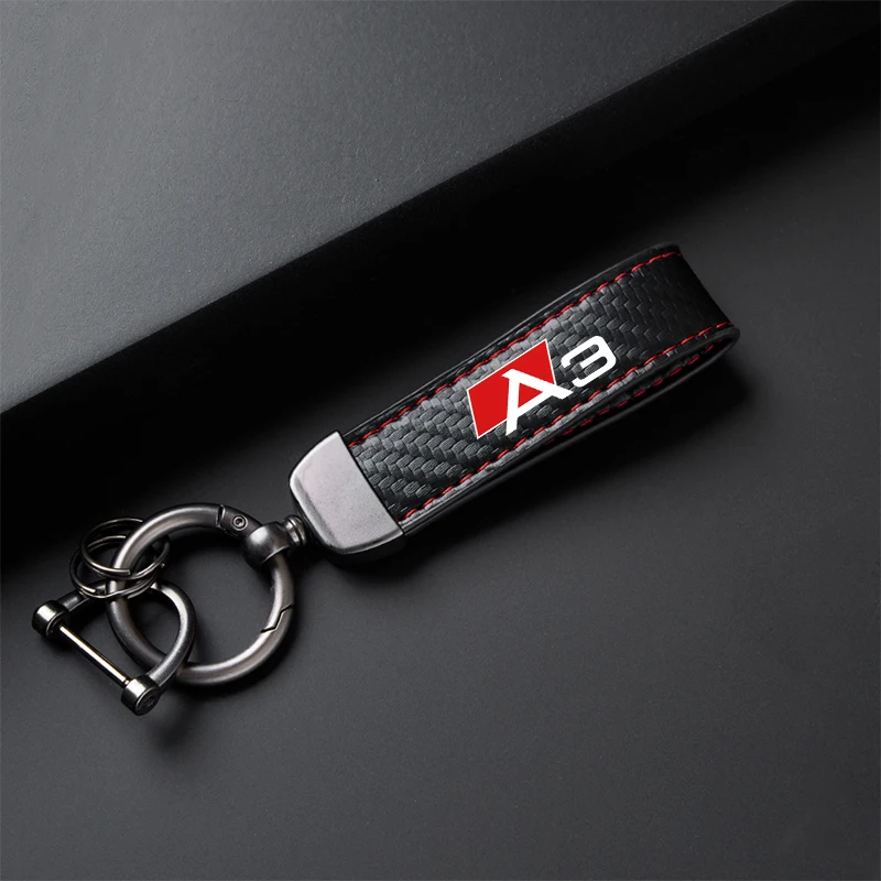 Car Keychain Horseshoe Buckle Jewelry for audi A3 A4 A5 A6 A7 A8 Q3 Q5 Q7 Q8 SLINE S LINE carbon fiber Leather Accessories