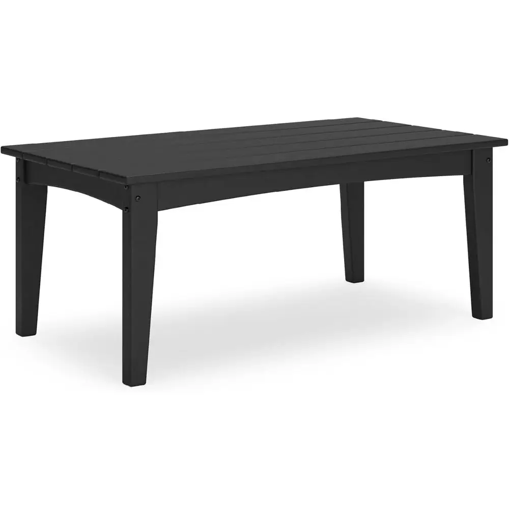 Hyland Wave Weather-Resistant Black HDPE Outdoor Coffee Table