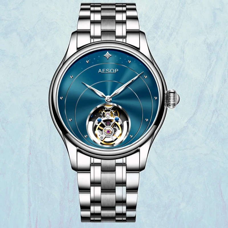

AESOP Роскошные мужские автоматические механические часы с турбийоном 2025 с сапфировым стеклом 50 м водонепроницаемые наручные часы из нержавеющей стали 2025 НОВИНКА
