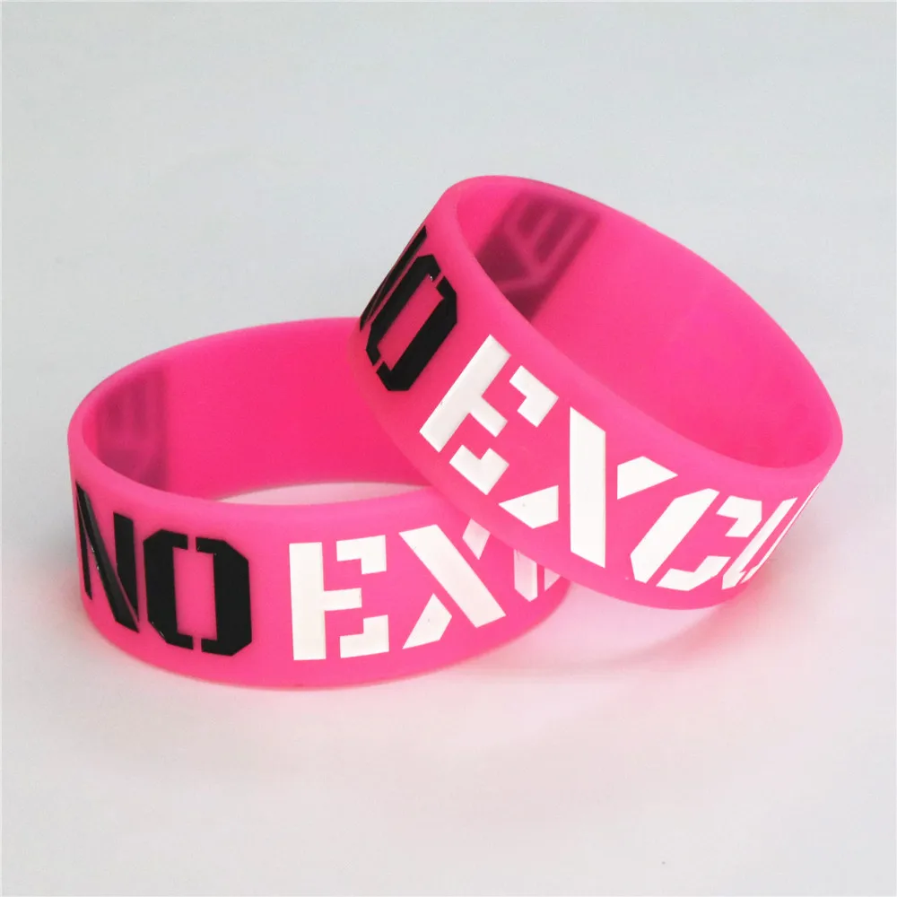 1PC Fashion 25mm No Excuses Silicone Wristband Fintness Wide Sports Activities Rubber Bracelets & Bangles Women Men Gift SH076