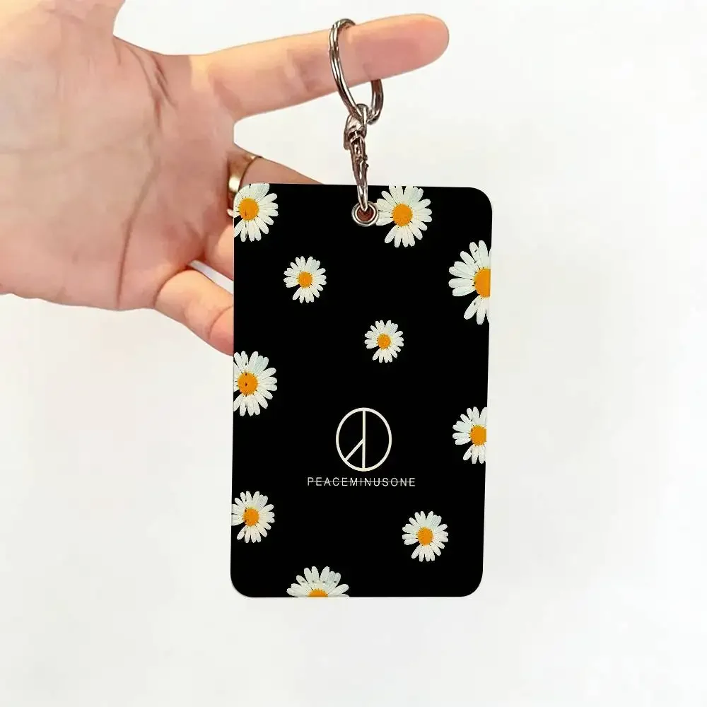 Modischer P-PeaceminusoneS Kartenhalter mit Schlüsselanhänger für Zugangskarten, Buspass und Kreditkarten, Ausweise, Bankkarten, Schutzhülle – Detail 5