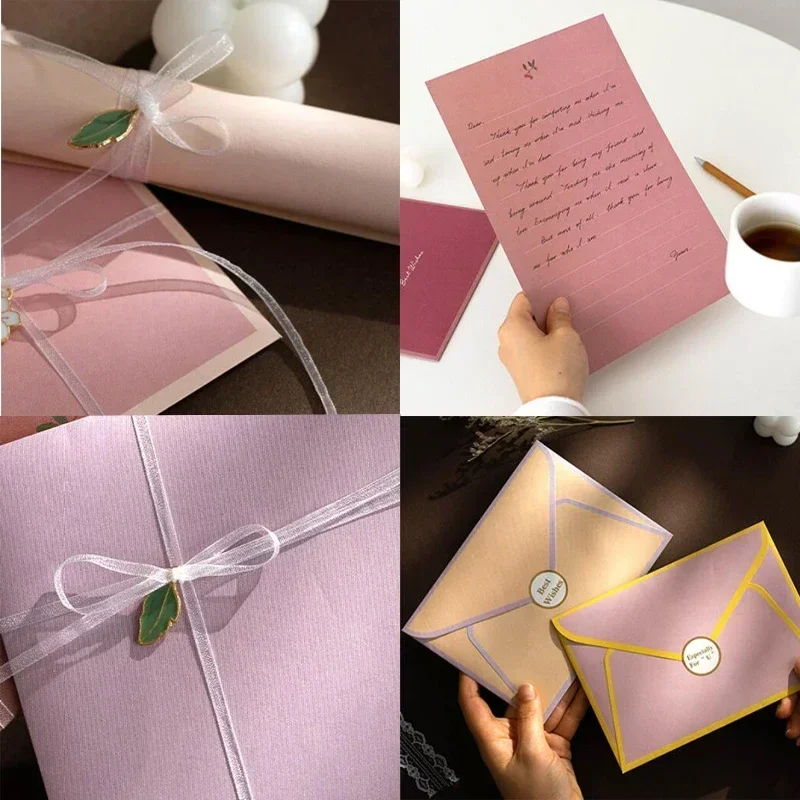 Imagem -05 - Flor Envelopes Conjunto com Adesivos para Festa de Natal Convites de Casamento Cartões de Tampa Almofadas de Letra Kawaii 12 Pcs