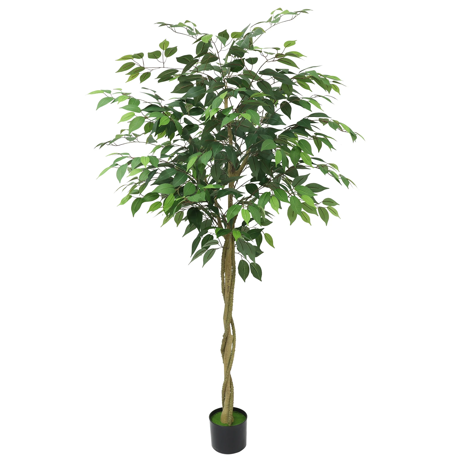 60Inches Artificial Ficus Tree with Silk Realistic Leaves and Lifelike Trunk Faux Ficus Tree with Pot for Indoor Home Decor