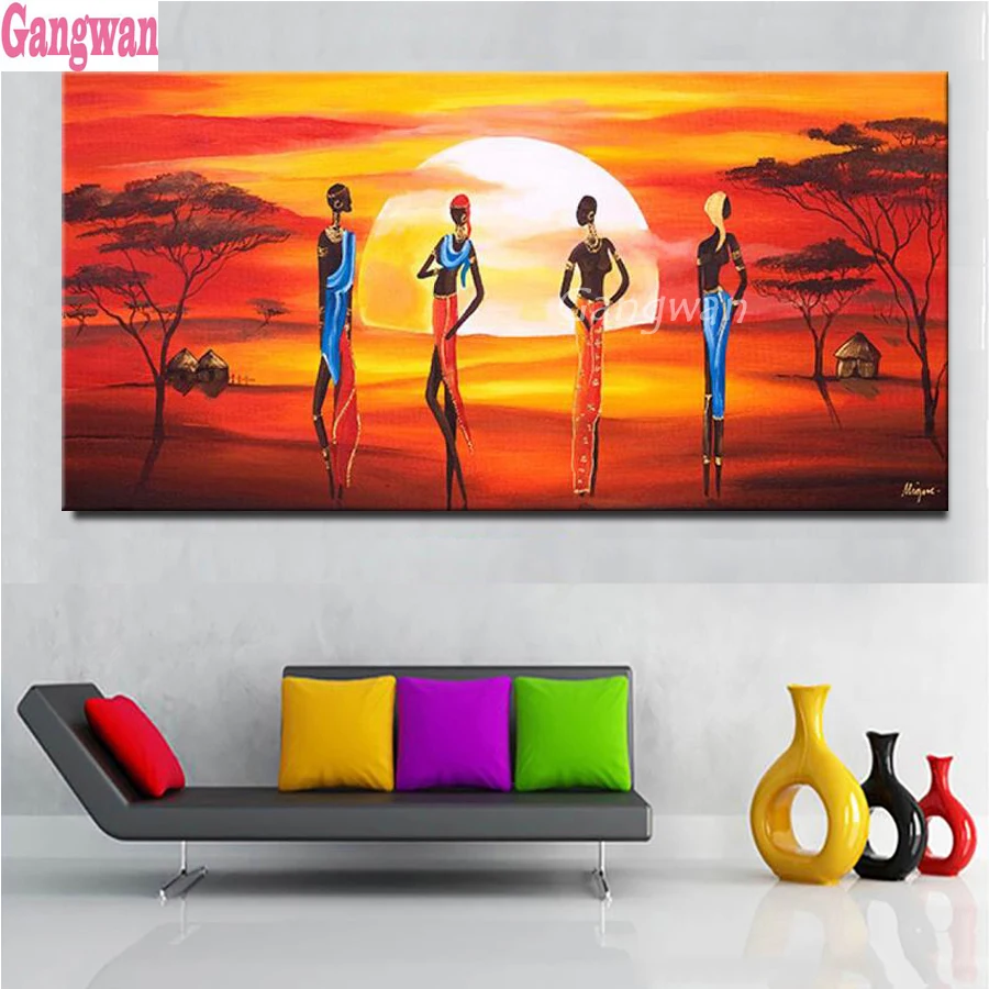 

sunset african woman landscape 5D DIY Diamond Painting Embroidery 3d Cross Stitch Rhinestone Mosaic painting large decoration