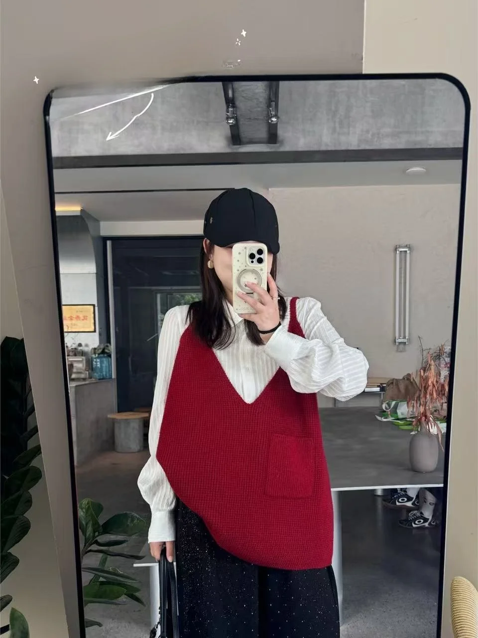 

JINGU een Label Knitted Vest Strapl Casual Faionable Autumn Sweater Thiened Warm V-ne Mid-length No-sve