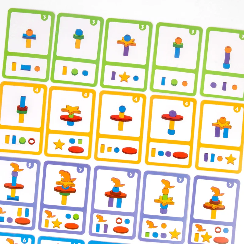 Stacking Building Blocks Family Board Game Fine Motor Skill Shape Sorting Stacking Toy Wooden Blocks Set for Party Supplies Gift