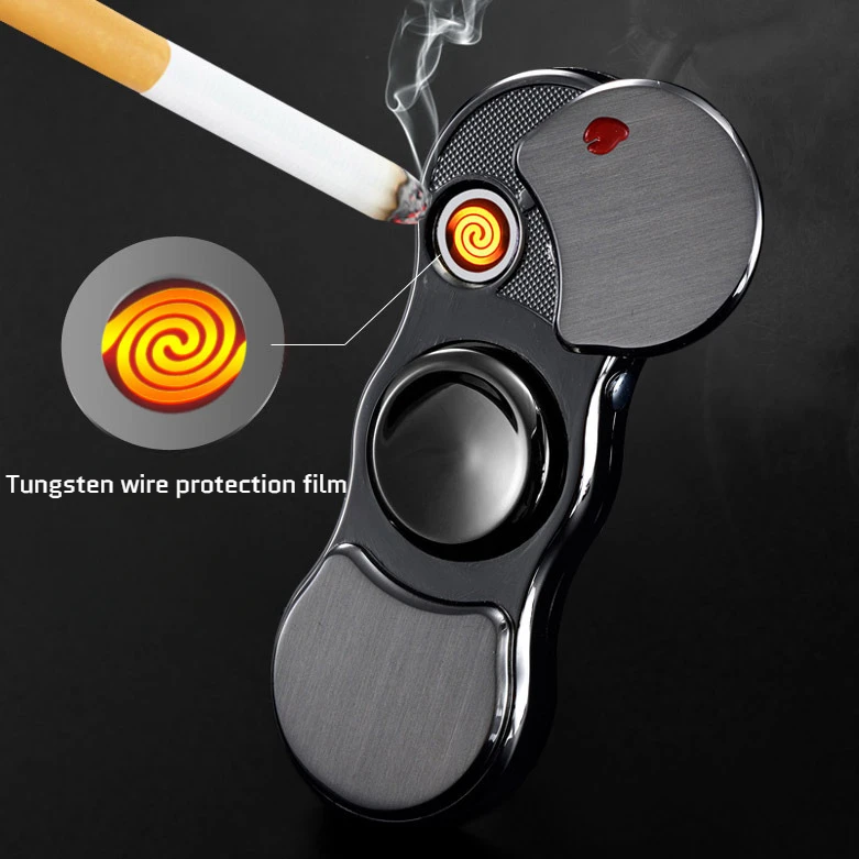 

New Fingertip Spinner Lighter, Rechargeable, Personalized and Creative, Multi-functional Men's Cigarette Lighter, Smoking Gadget