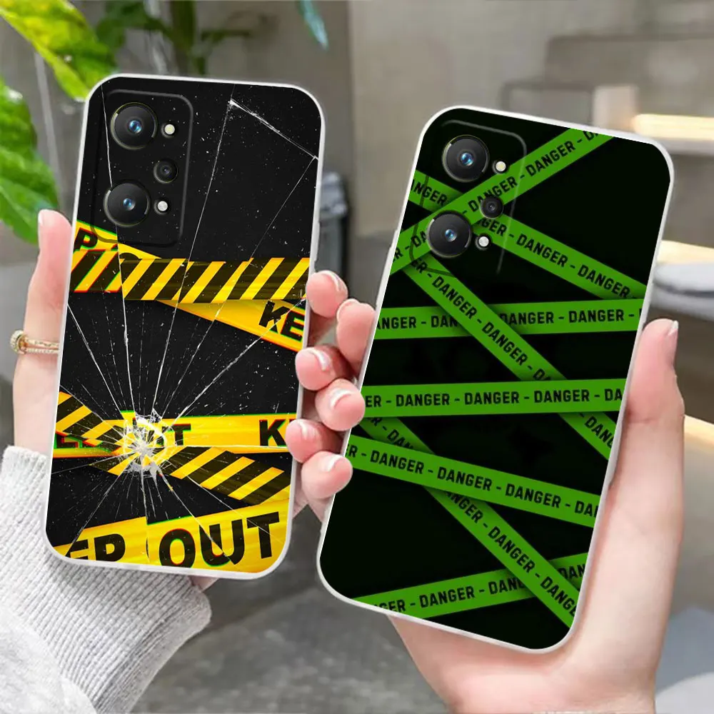 Clear Phone Case For Realme 11 10 8 7 7i 5 GT 2 NEO 2 3 5 FIND X2 X3 X5 X6 PRO PLUS 4G 5G Case Funda Capa Shell WARNING DANGER