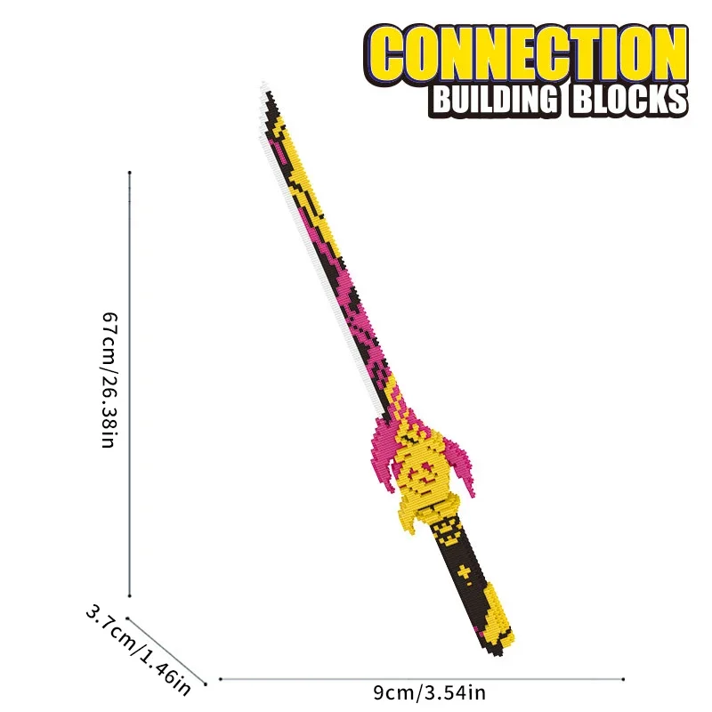 مكعبات بناء سيف الساموراي للأطفال ، نموذج سلاح أنيمي كاتانا ، طوب مجمّع ، زخارف سطح مكتب إبداعية ، ألعاب كلاسيكية ،! #5