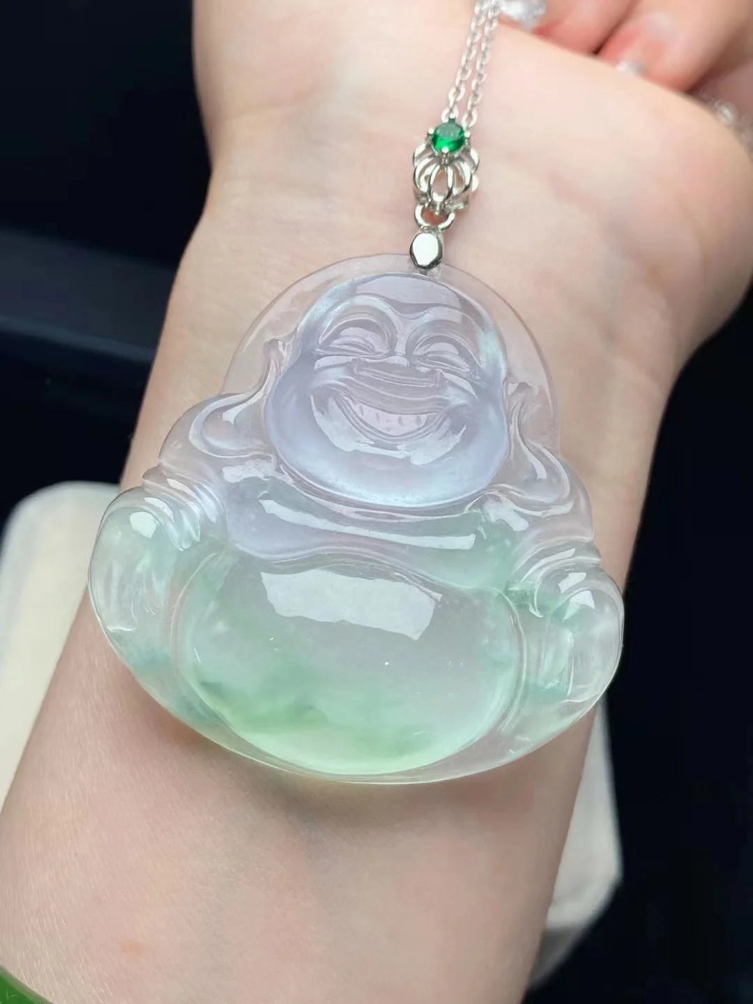 Natural Level A+ Pendant High Ice hand Carved Buddha Lucky Pendant Jade Necklace International Jadeite Fine Jewelry