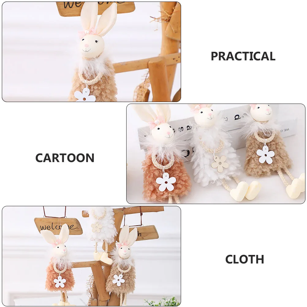 

3 Pcs Decoration Bunny Pendant Diy Toys Rabbit Lovely Ornaments Dining Table Cute Figurine Adorable