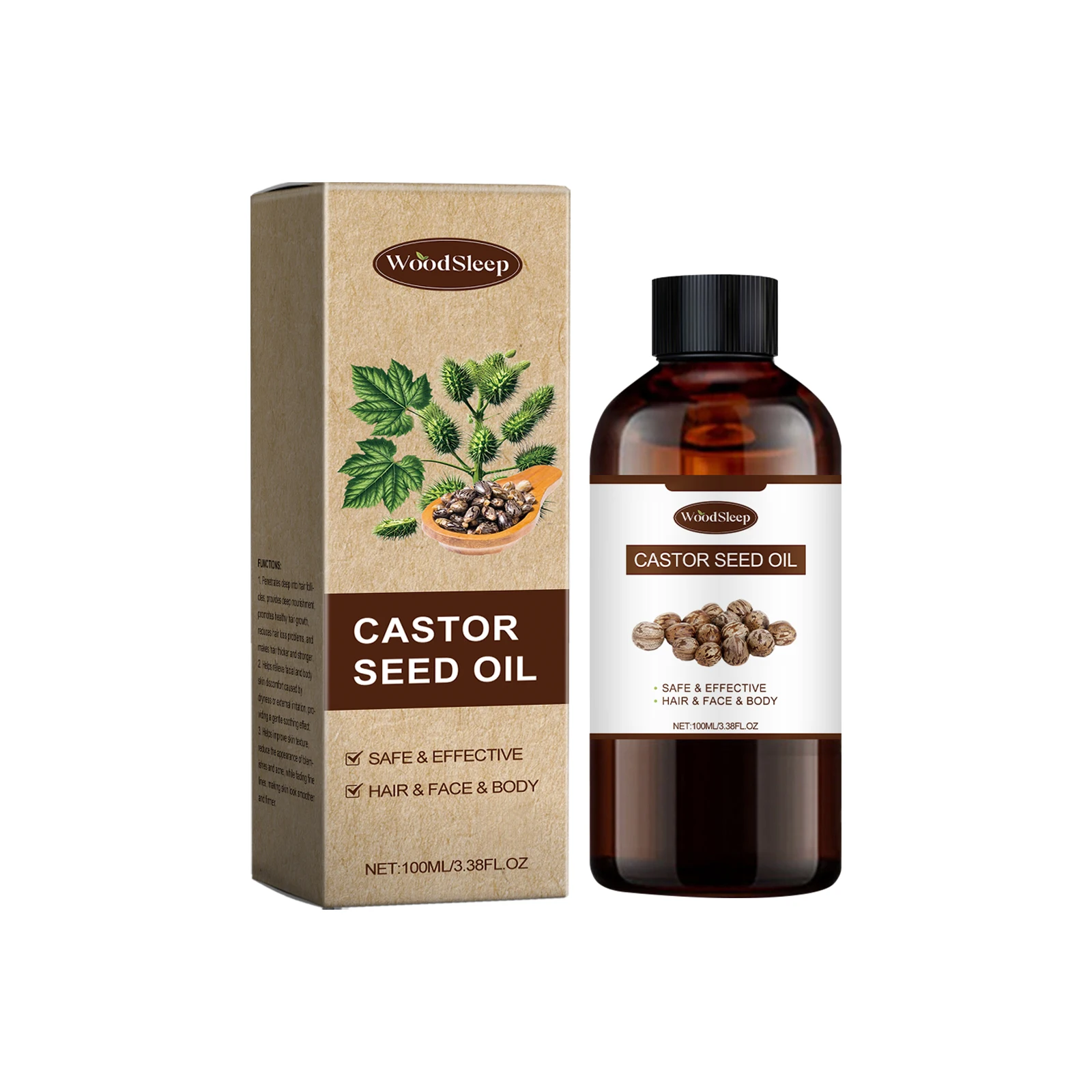 

WoodSleep Skin Care Castor Oil Hydrating Repair Hydrating Nourishing Hair Follicle Care Soft MultiEffect Essence 3pcs