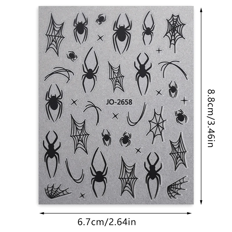 Halloween Elementen Nail Art Stickers Schedel Spook Grappige 3D Spinnenwebben Ontwerpen Sliders Zelfklevende stickers voor feestelijke manicure