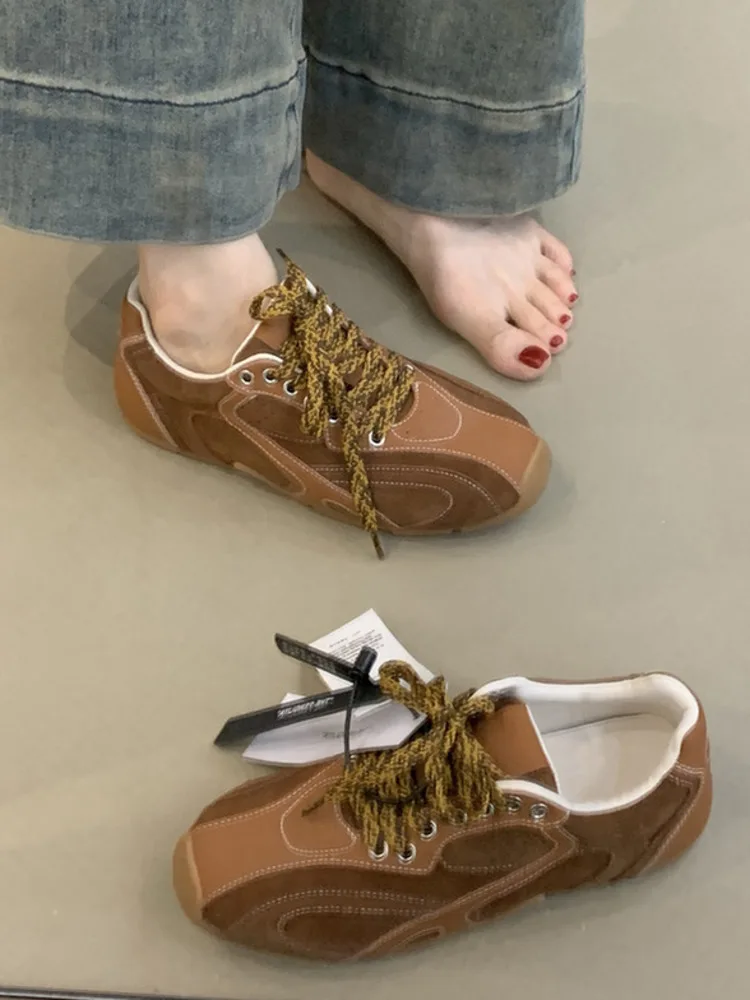 

Немецкие тренировочные кроссовки на толстой подошве, новые весенне-осенние кроссовки из натуральной кожи в ретро-стиле для женщин, спортивные и повседневные.