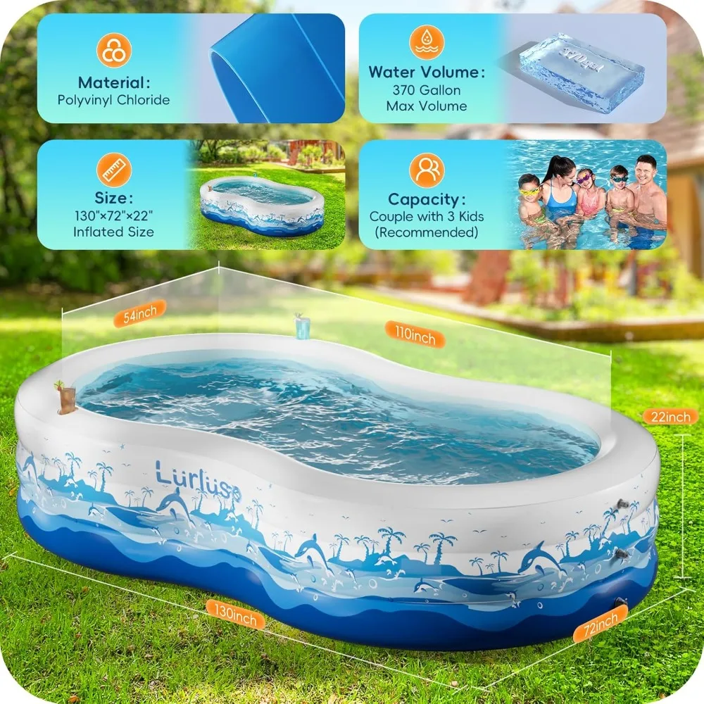 Inflatable Pool with Seats, Size:130