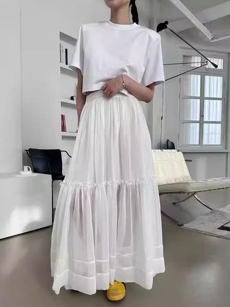 تنورة نصفية مكشكشة من الخشب متعددة الاستخدامات من Liangliang تنورة نسائية صيفية بنمط جديد لا يقهر بشبكة كبيرة تنورة طويلة متأ...