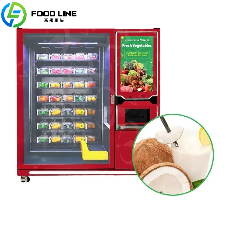Máquina expendedora de alimentos y bebidas, fruta de coco personalizada, máquina expendedora de agua potable de cocos frescos con pago de tarjetas