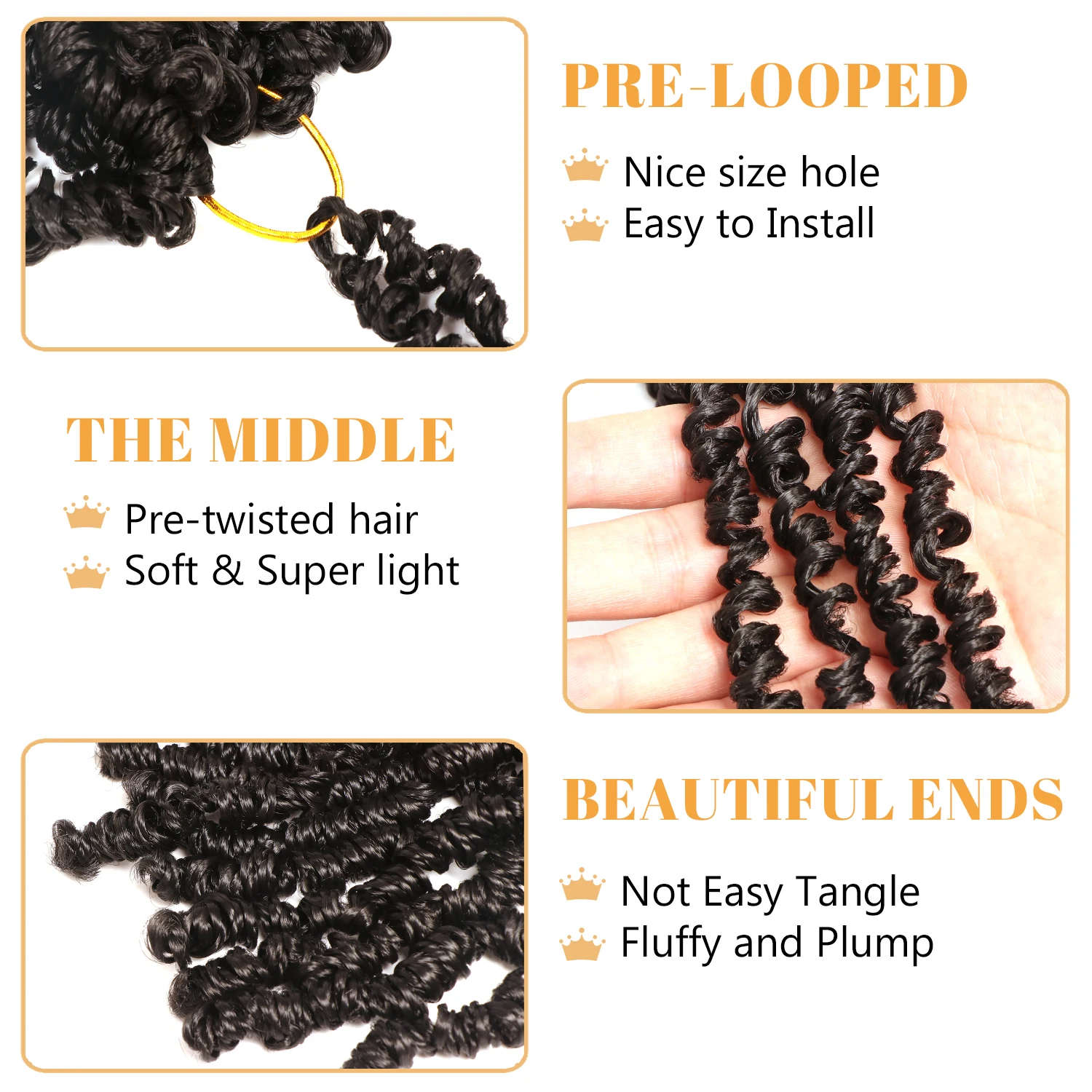 Dansama Yanky Twist Crochet Hair Pre-Twisted Curly Braiding Hair Extensions Pre-looped Mini Twist Braids Synthetic Crochet Hair