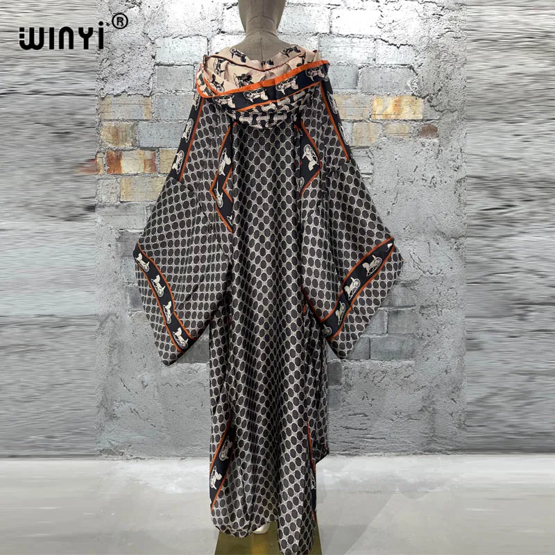 2023 WINYI Women Cardigan Loose Long Dress Party Boho Maxi beach Holiday Hooded dress fashion kimono abaya styles