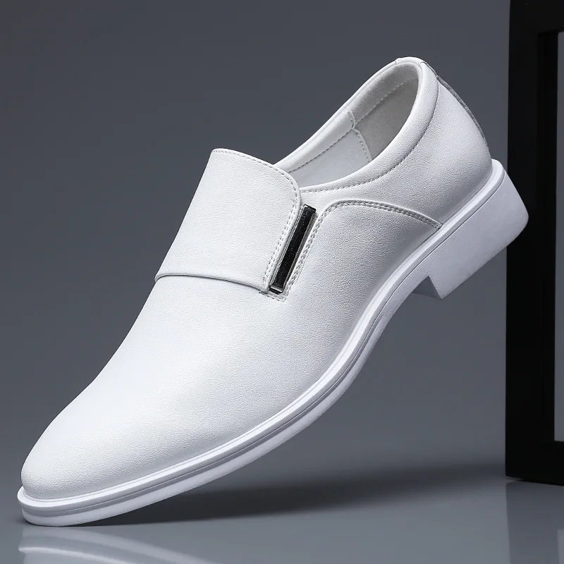 

Men's Shoes Pointed Toe Dress Shoes New British Style Soft White Elevator Shoes Wedding Oxfords Business Slip on Leather Shoe