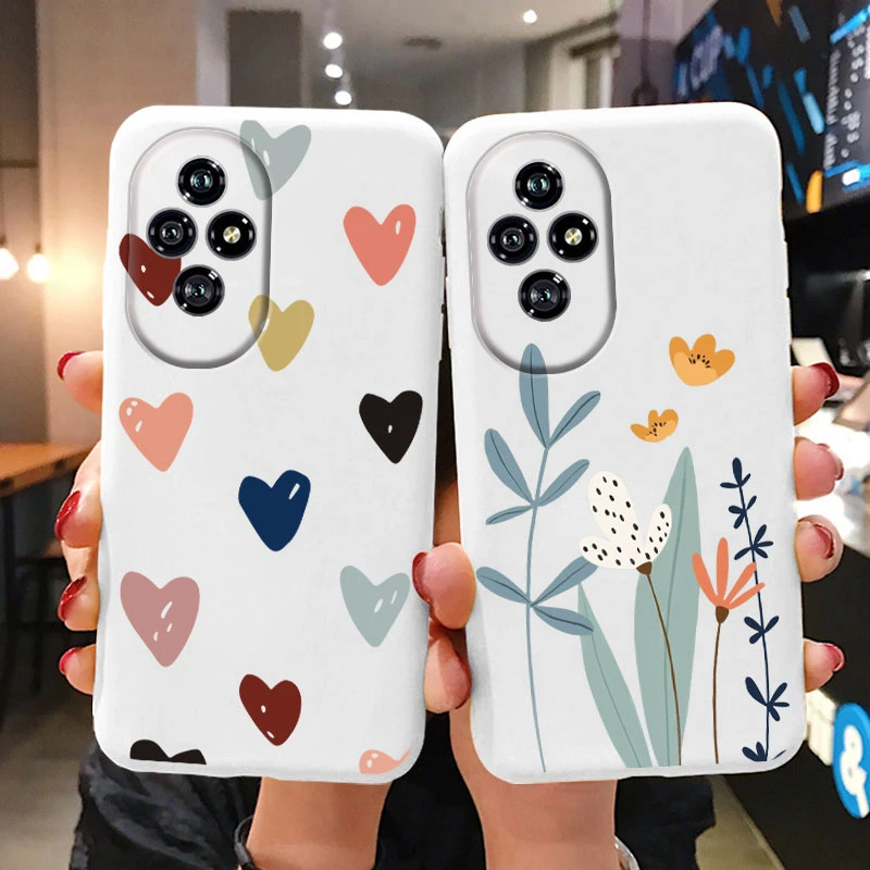 Beautiful Flowers For Honor 200 Case Cute Heart Leopard Print Cover Soft Silicone Matte Protective Funda For Honor 200 Coque