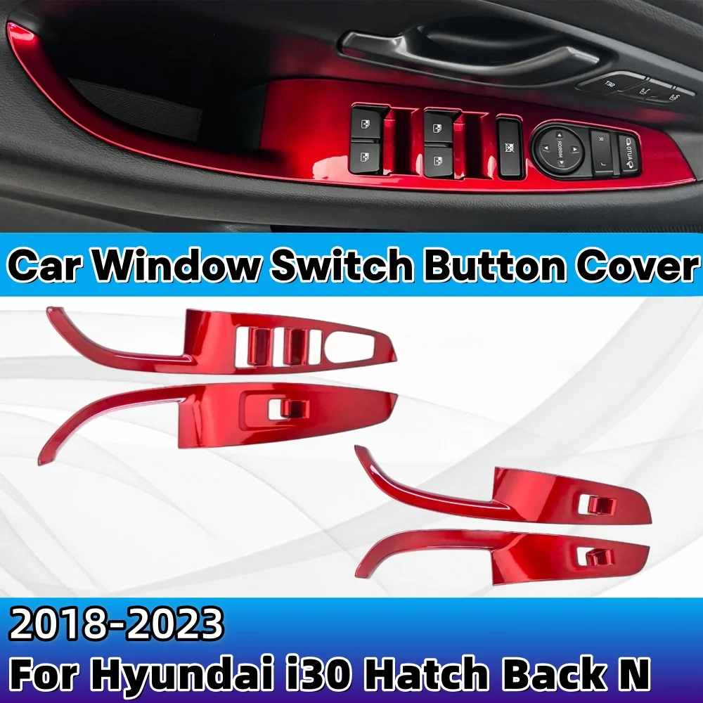

For Hyundai i30 Hatch Back N 2018-2023 Red Door Armrest Pad Window Switch Button Panel Trim Cover Scratch Protective ABS Plastic
