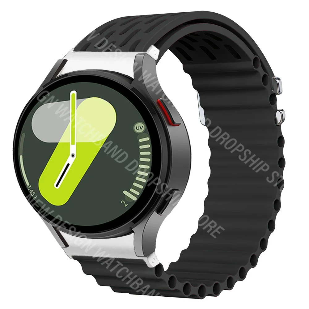 Pulseira de silicone oceano para samsung galaxy fe 7/6/5/4 44mm 40mm sem gpas para 6/4 clássico 43 47mm 5pro 45mm pulseira esportiva