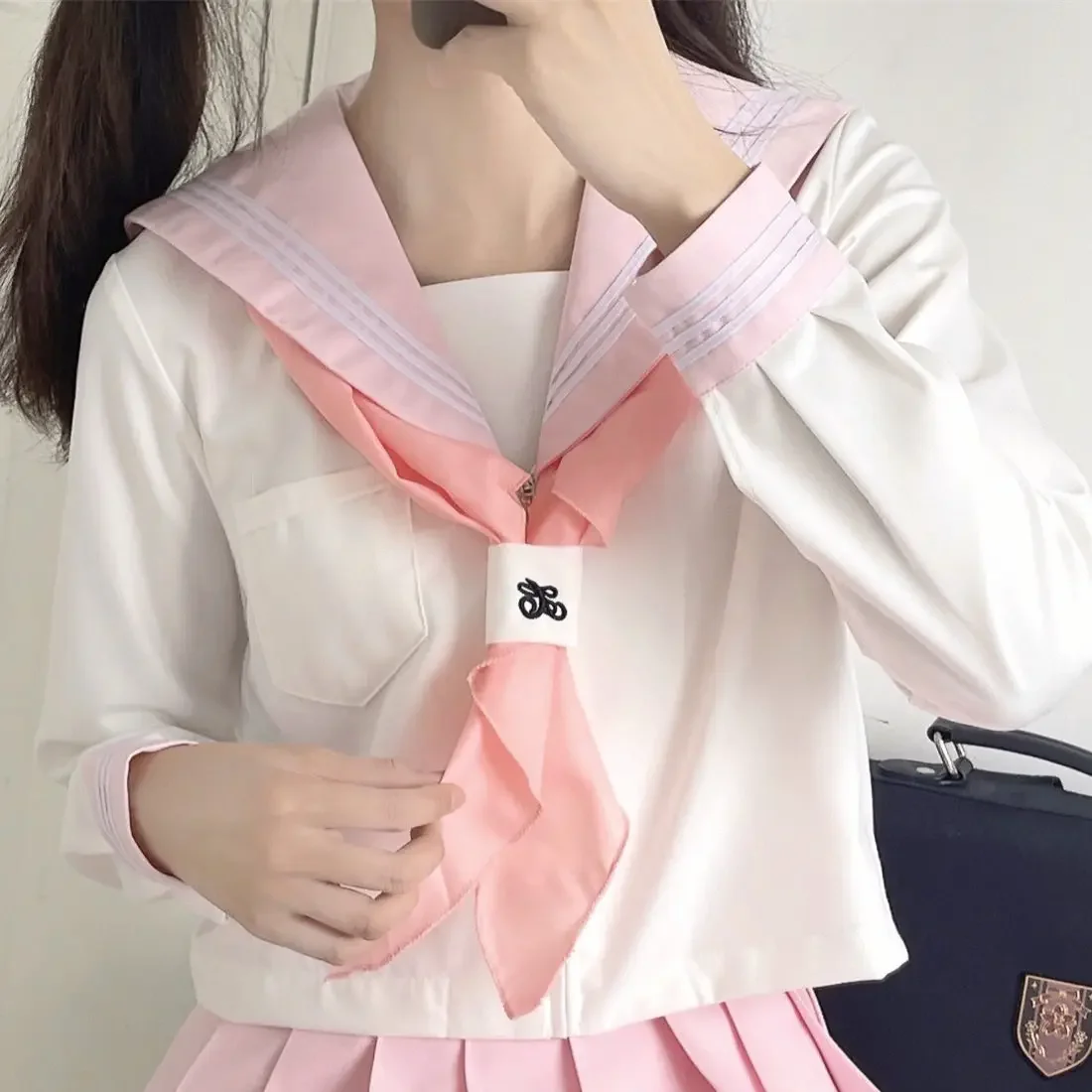 Pink Style Korean Sailor Set Women Seifuku High School Student JK Uniform Japanese Sailor Suit Cos Costumes Girls Pleated Skirt