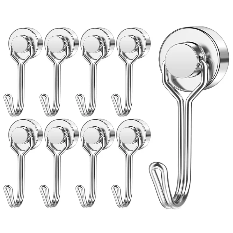 Heavy Duty Neodymium Magnetic Hooks Swivel Design for Home Kitchen Hanging Extra Strong Rare Earth Magnets