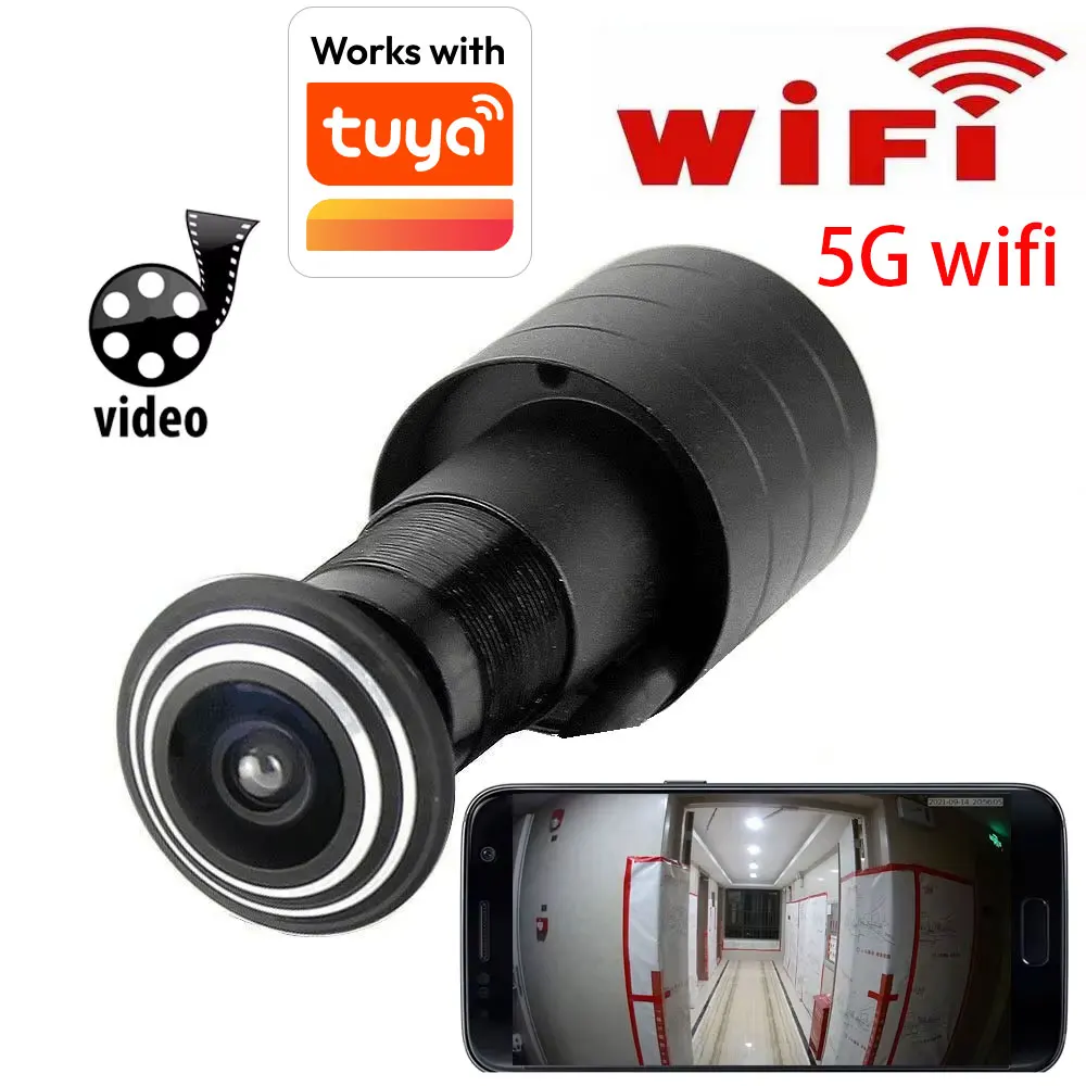 Tuya 5G WLAN Türspion Sicherheitskamera 1080P HD 1,66mm Objektiv Weitwinkel Fischaugen-CCTV Netzwerk Mini Türspion-Kamera P2P ONVIF